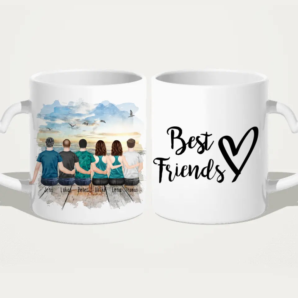 Personalisierte Tasse - Beste Freunde (2 Frauen + 4 Männer)