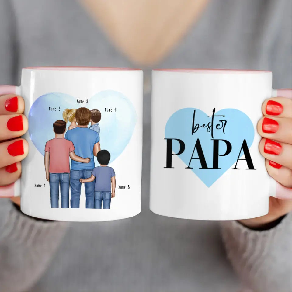 Personalisierte Tasse - Papa mit 1-4 Kindern