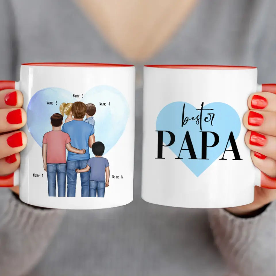 Personalisierte Tasse - Papa mit 1-4 Kindern