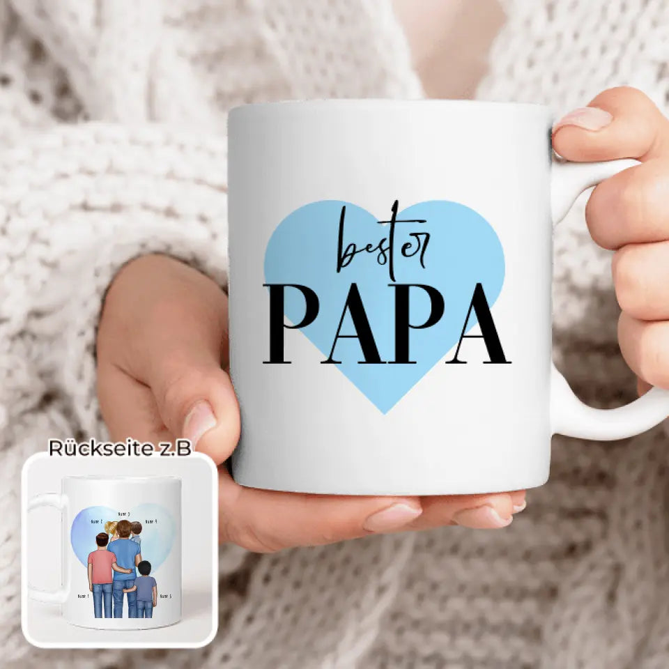 Personalisierte Tasse - Papa mit 1-4 Kindern