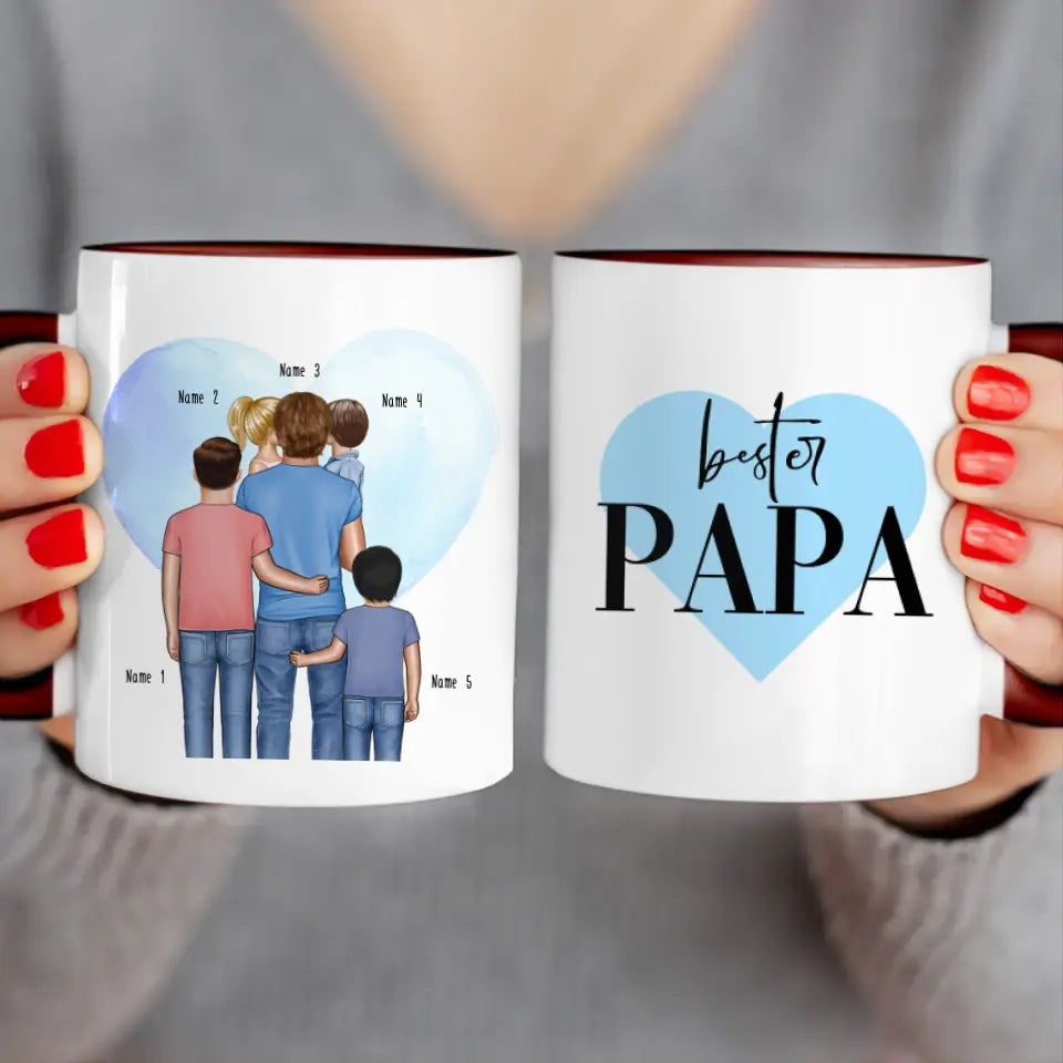 Personalisierte Tasse - Papa mit 1-4 Kindern