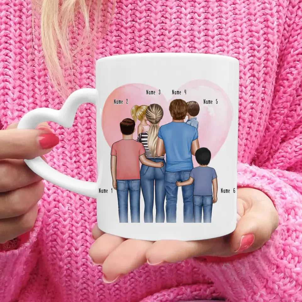 Personalisierte Tasse - Familie mit 1-4 Kindern