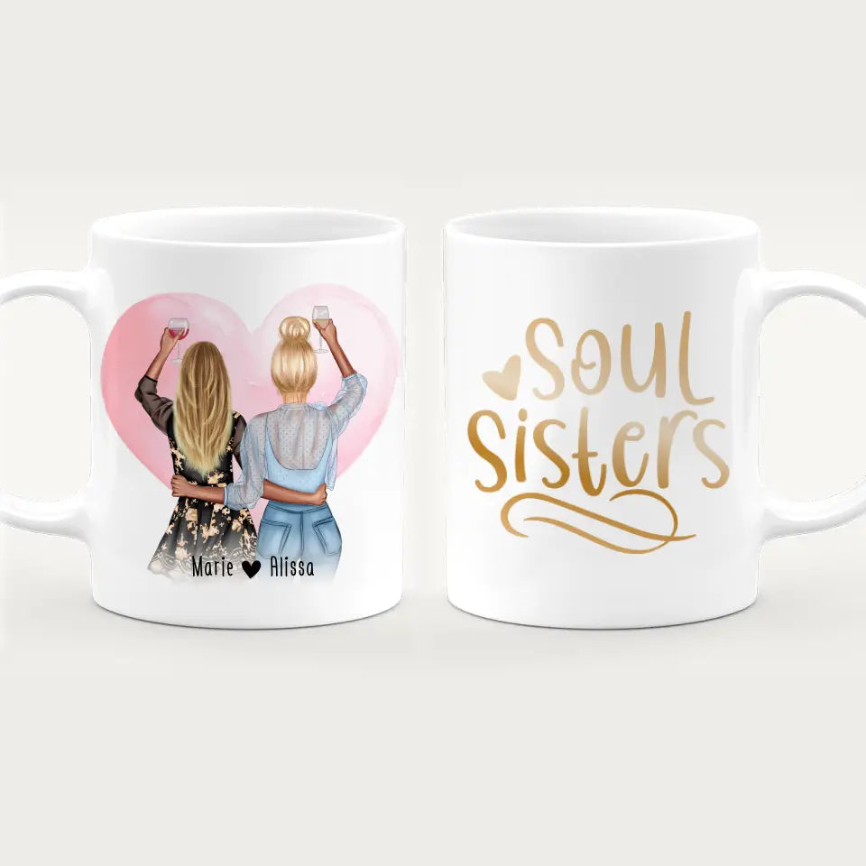 Personalisierte Tasse Beste Schwestern (2 Schwestern)