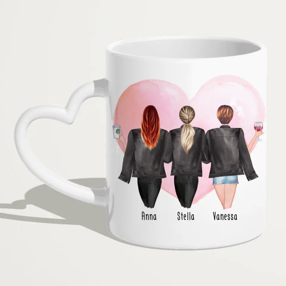 Personalisierte Tasse - Beste Schwestern mit Jacken (3 Schwestern)