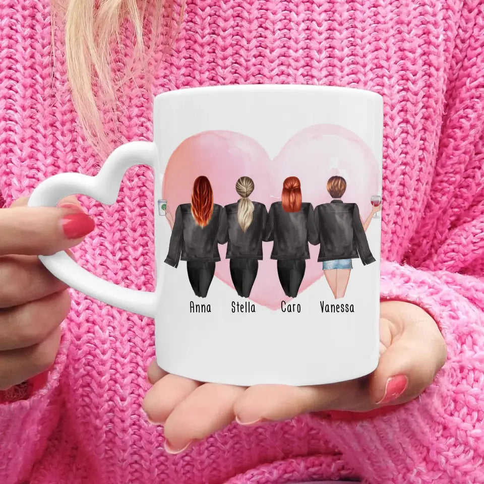 Personalisierte Tasse - Beste Schwestern mit Jacken (4 Schwestern)