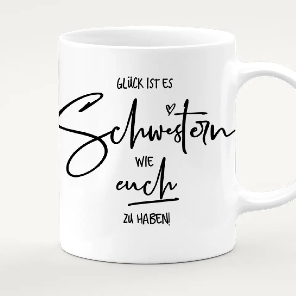 Personalisierte Tasse - Beste Schwestern mit Jacken (5 Schwestern)