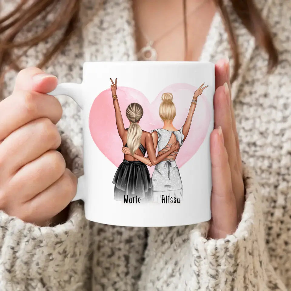 Personalisierte Tasse - Beste Schwestern mit Kleid (2 Schwestern) - Schwestern Tasse