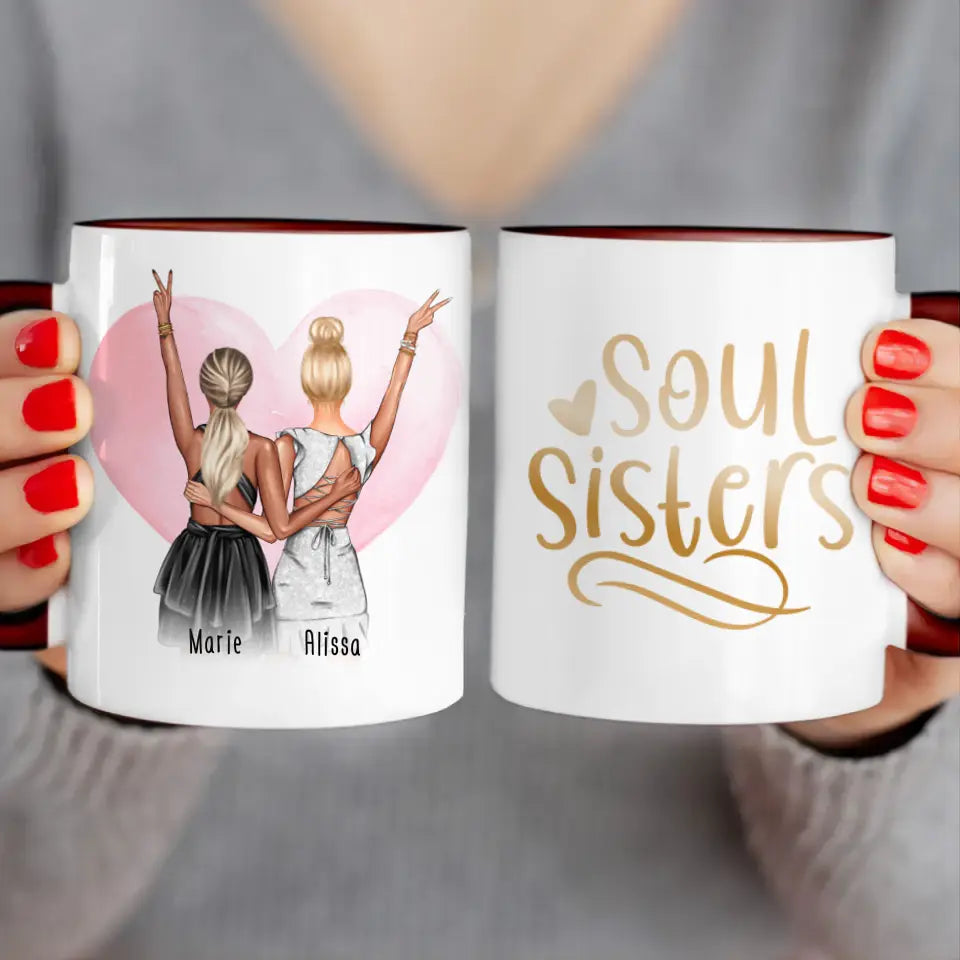 Personalisierte Tasse - Beste Schwestern mit Kleid (2 Schwestern) - Schwestern Tasse