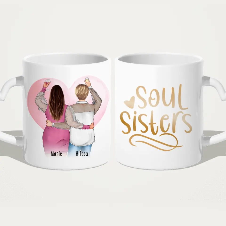 Personalisierte Tasse Beste Freundin (2 Freundinnen) (Plus Size)