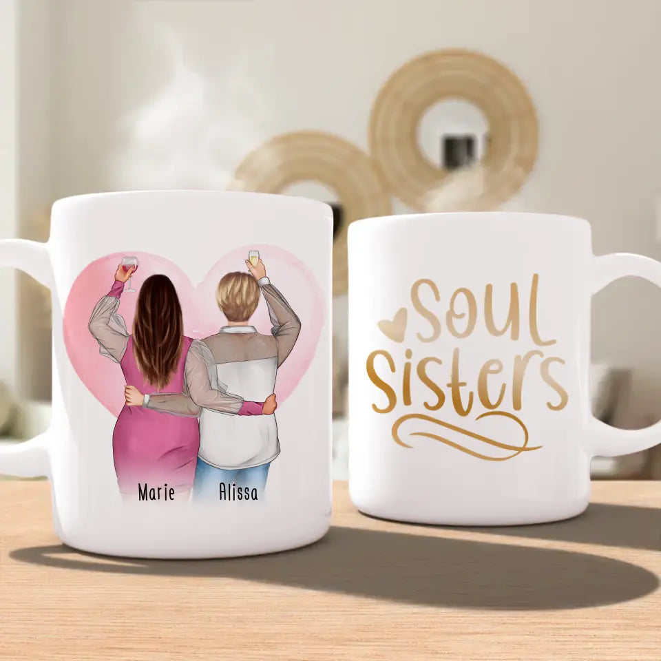 Personalisierte Tasse Beste Freundin (2 Freundinnen) (Plus Size)