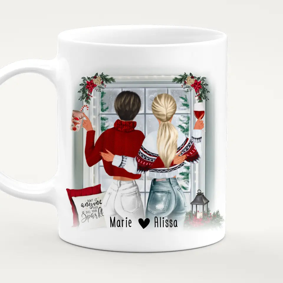 Personalisierte Tasse Beste Schwestern (2 Schwestern) - Weihnachtstasse