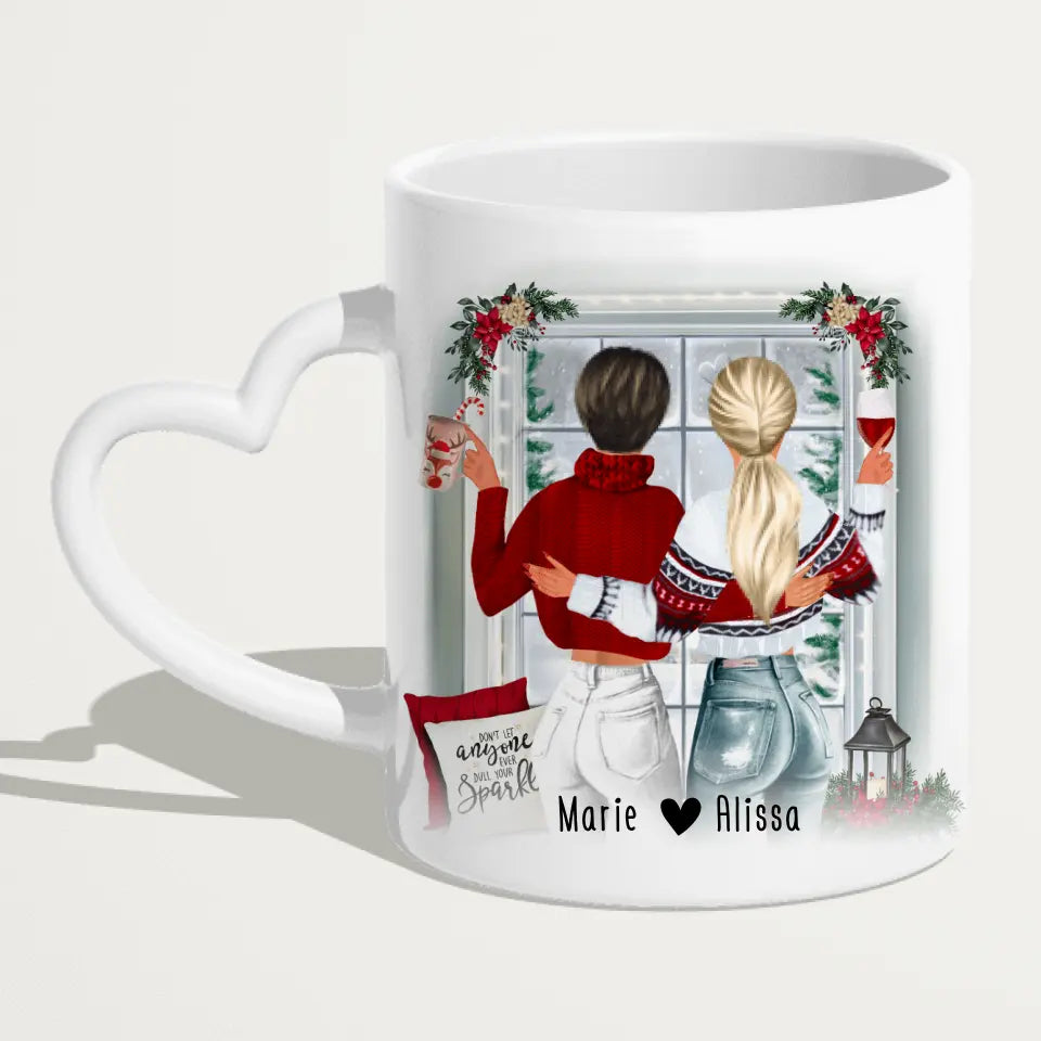 Personalisierte Tasse Beste Schwestern (2 Schwestern) - Weihnachtstasse