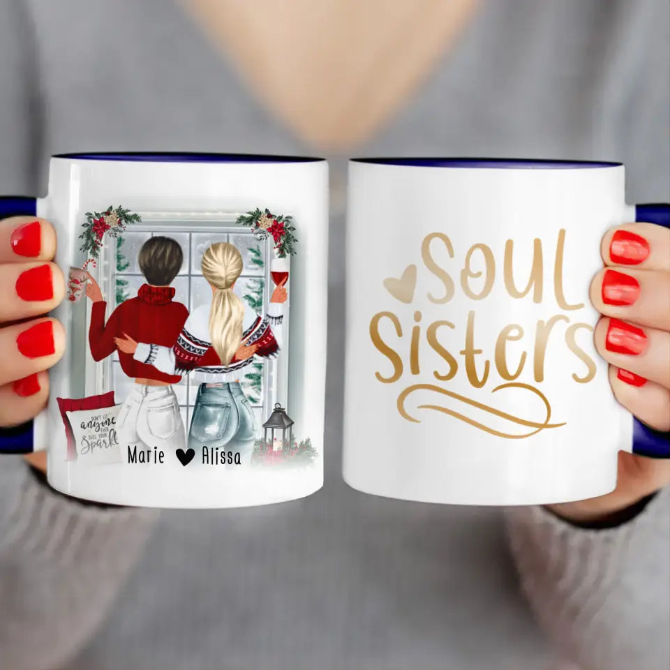 Personalisierte Tasse Beste Schwestern (2 Schwestern) - Weihnachtstasse