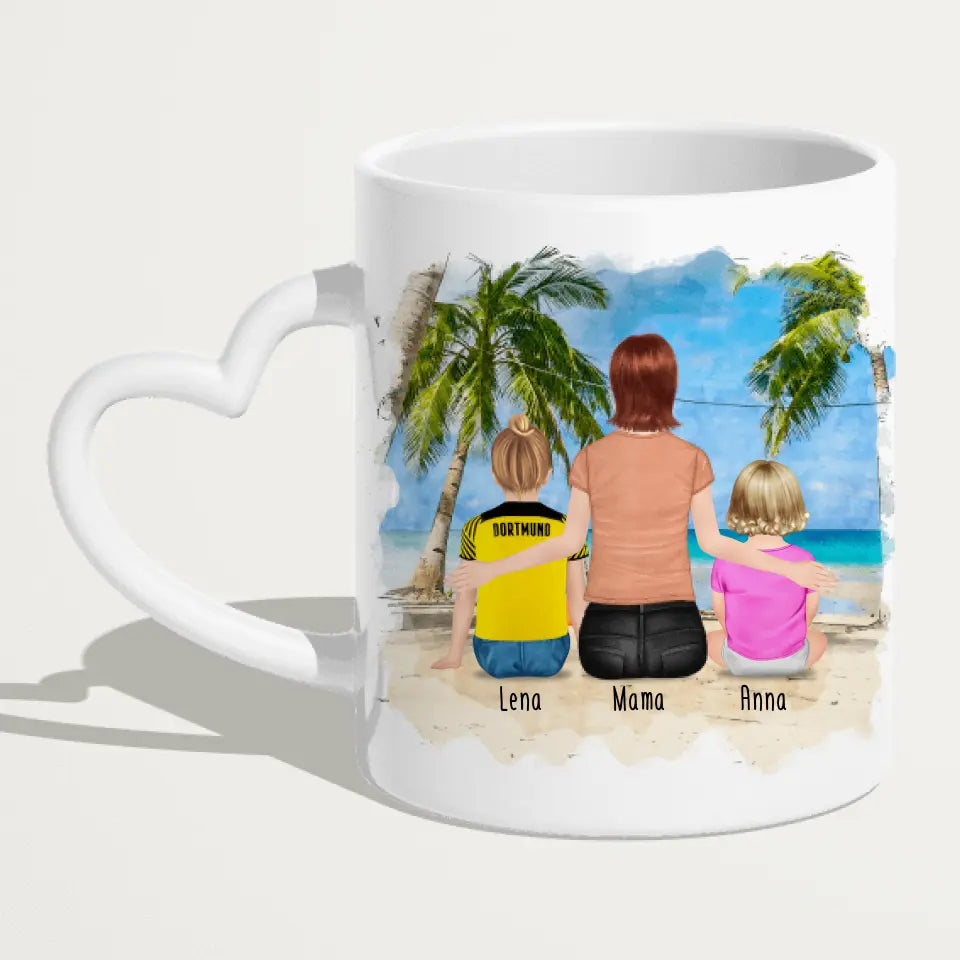 Personalisierte Tasse mit Mutter, Baby und Kind (1 Baby + 1 Kind + 1 Mutter) (Trickot)