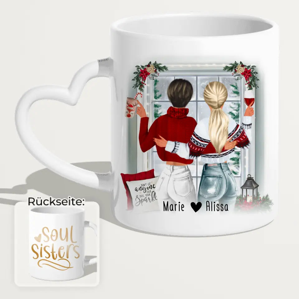 Personalisierte Tasse Beste Schwestern (2 Schwestern) - Weihnachtstasse