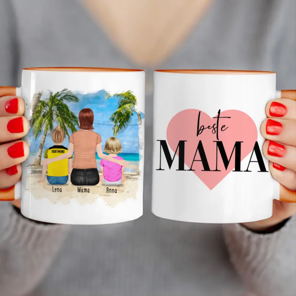 Personalisierte Tasse mit Mutter, Baby und Kind (1 Baby + 1 Kind + 1 Mutter) (Trickot)