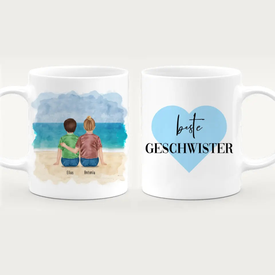 Personalisierte Tasse - Beste Geschwister (2 Kinder)