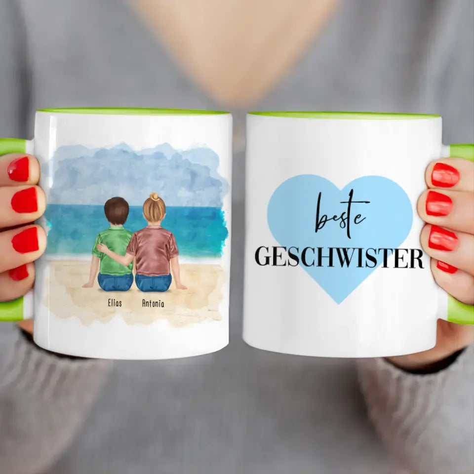 Personalisierte Tasse - Beste Geschwister (2 Kinder)