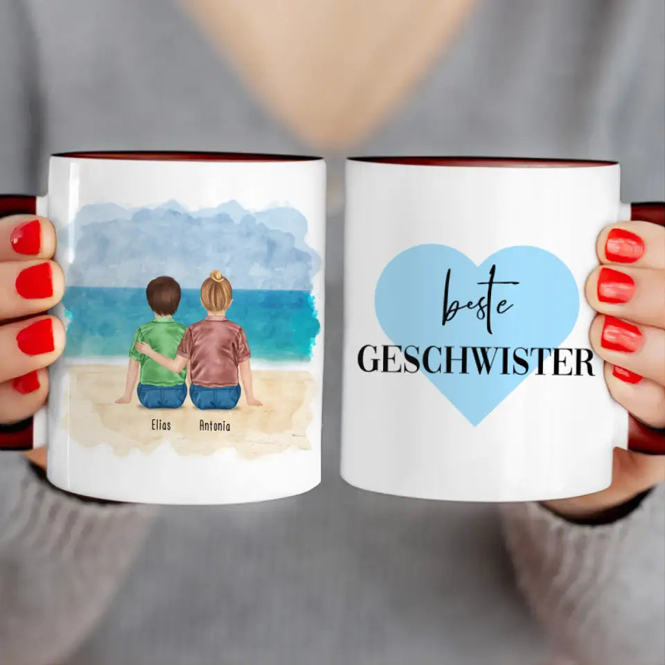 Personalisierte Tasse - Beste Geschwister (2 Kinder)