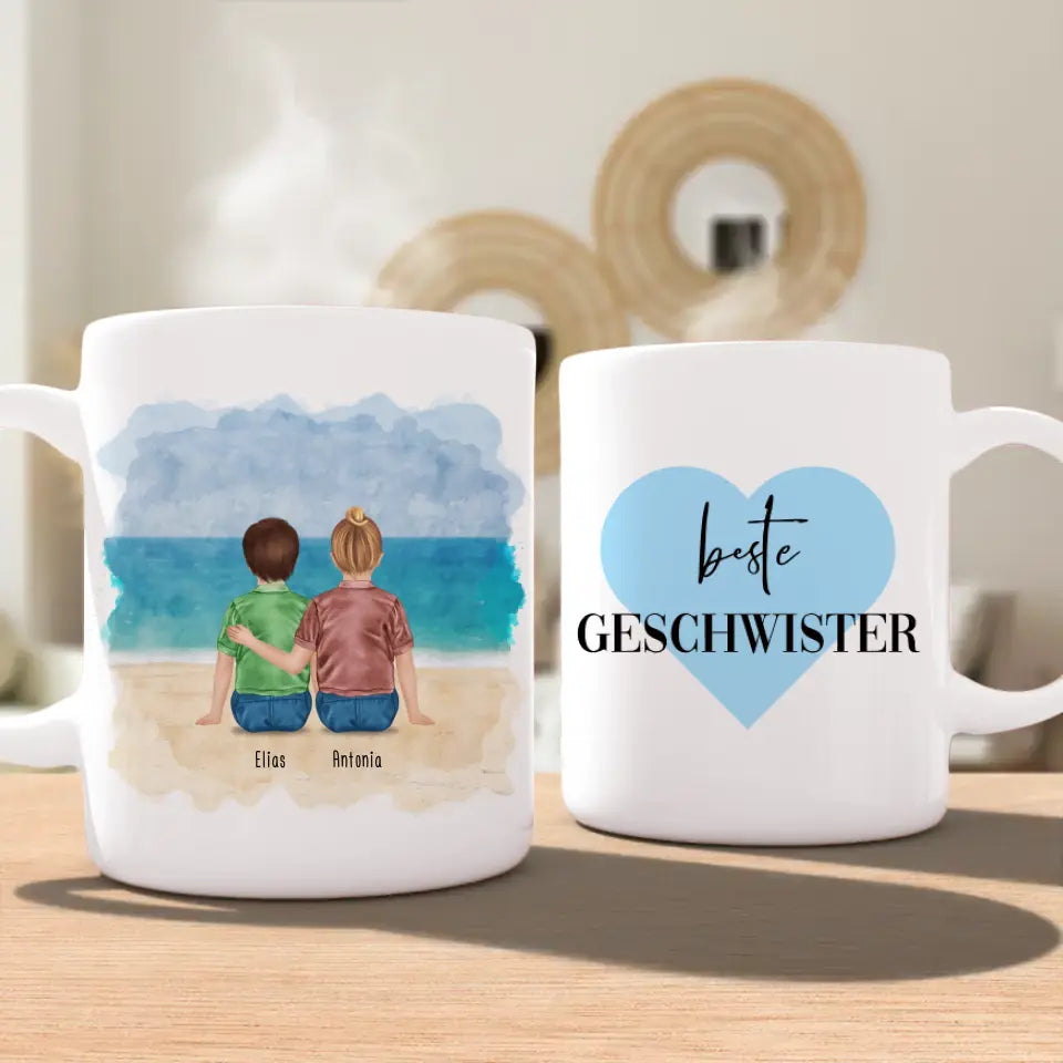 Personalisierte Tasse - Beste Geschwister (2 Kinder)