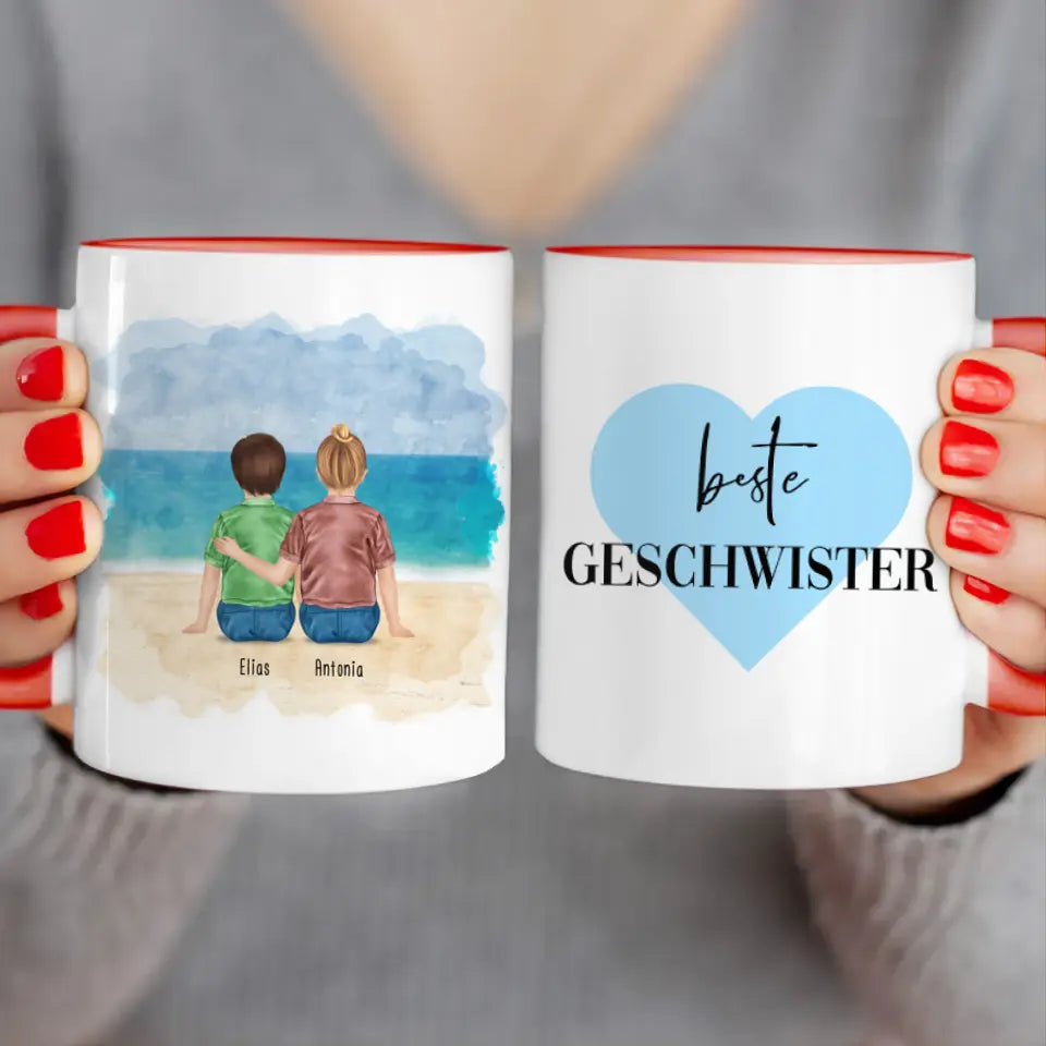 Personalisierte Tasse - Beste Geschwister (2 Kinder)