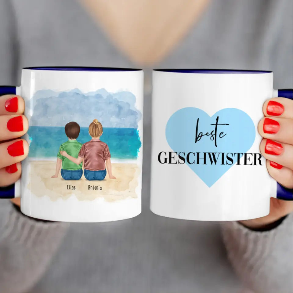 Personalisierte Tasse - Beste Geschwister (2 Kinder)