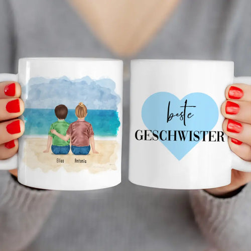 Personalisierte Tasse - Beste Geschwister (2 Kinder)