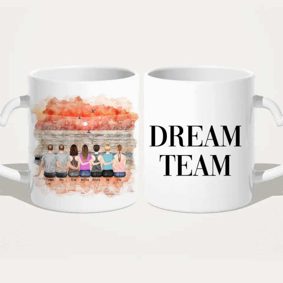 Personalisierte Tasse - Beste Freunde - 5 Frauen + 2 Männer