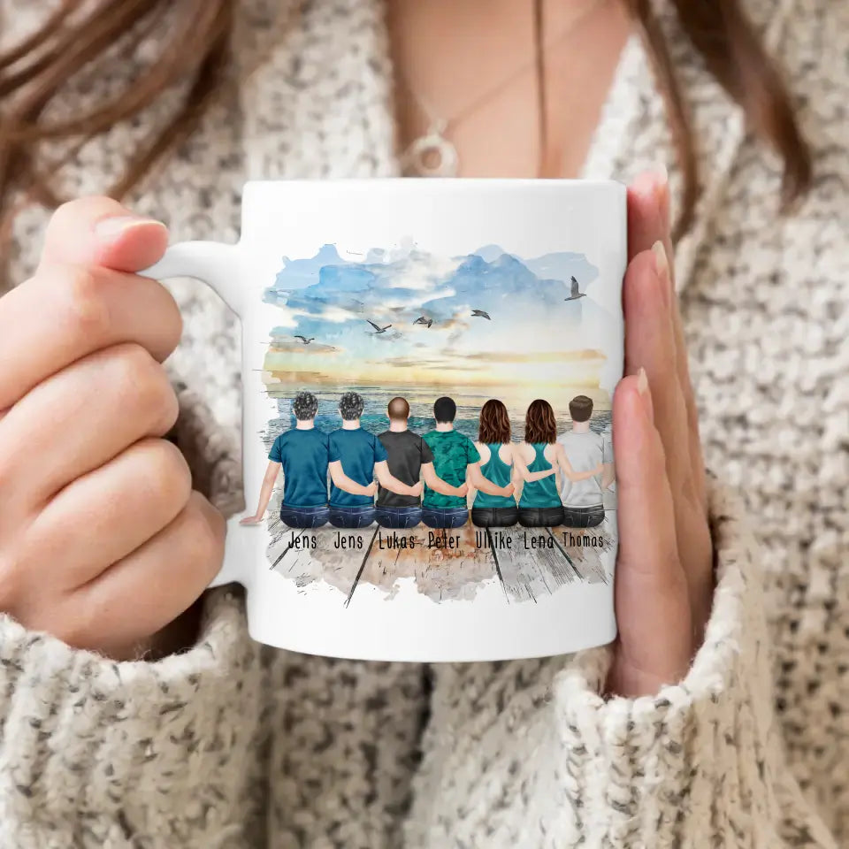 Personalisierte Tasse - Beste Freunde - 2 Frauen + 5 Männer