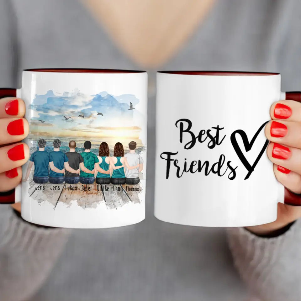 Personalisierte Tasse - Beste Freunde - 2 Frauen + 5 Männer