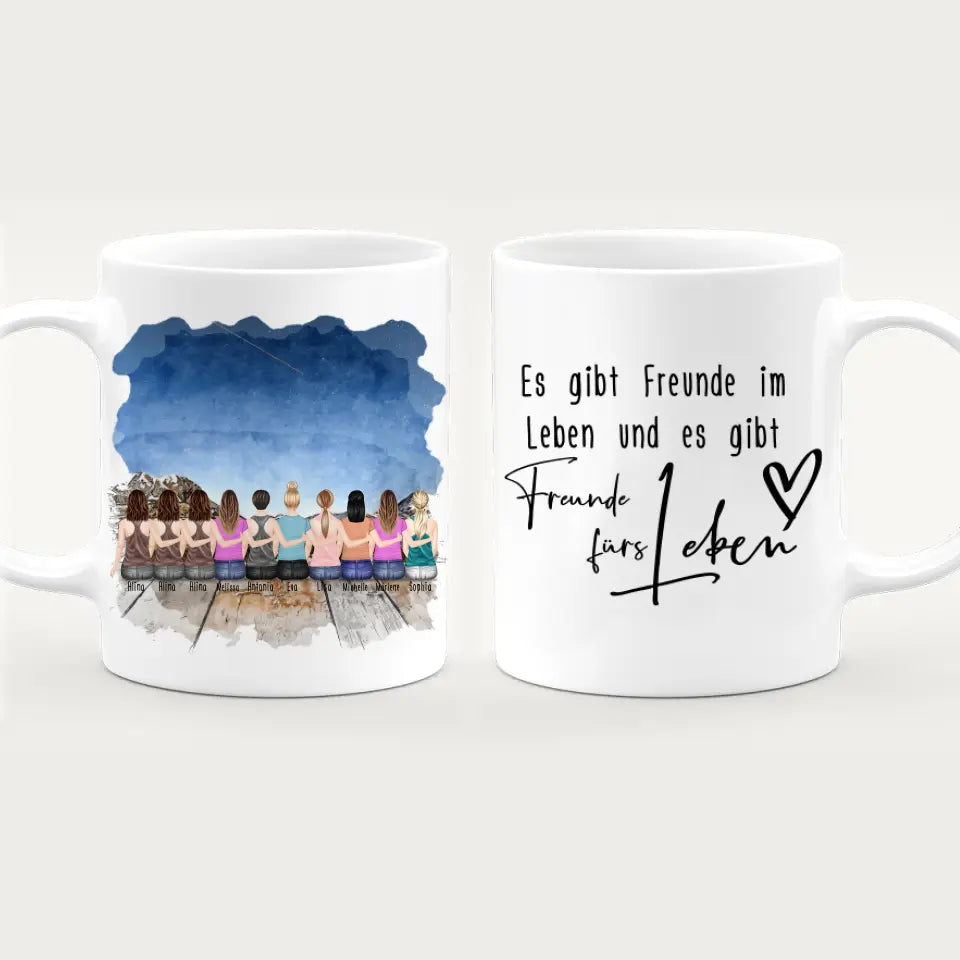 Personalisierte Tasse für Beste Freundinnen (10 Freundinnen)