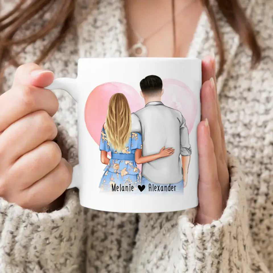 Personalisierte Tasse - Paar mit Kleid und Hemd (stehend) - Pärchen Tasse