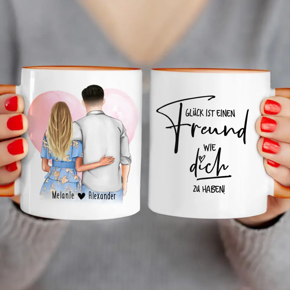 Personalisierte Tasse - Paar mit Kleid und Hemd (stehend) - Pärchen Tasse