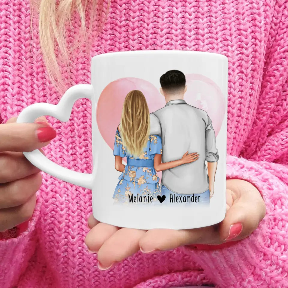 Personalisierte Tasse - Paar mit Kleid und Hemd (stehend) - Pärchen Tasse