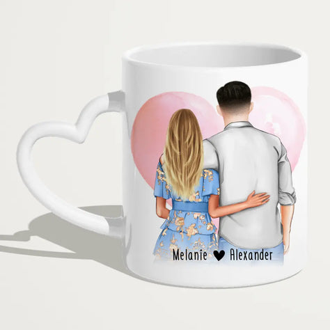 Personalisierte Tasse - Paar mit Kleid und Hemd (stehend) - Pärchen Tasse