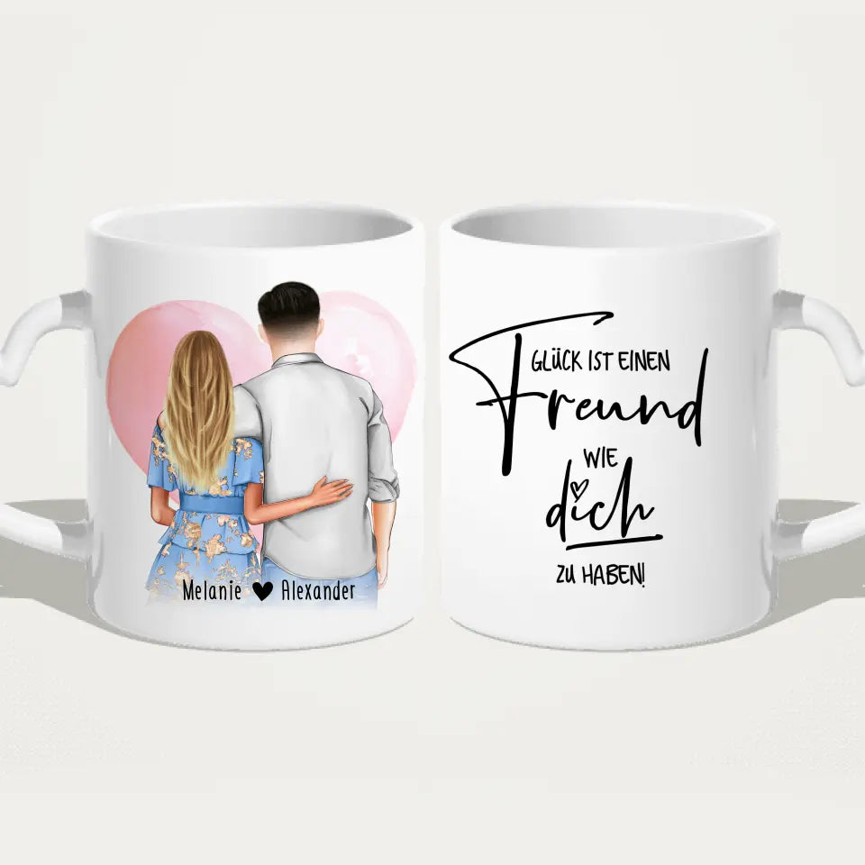 Personalisierte Tasse - Paar mit Kleid und Hemd (stehend) - Pärchen Tasse
