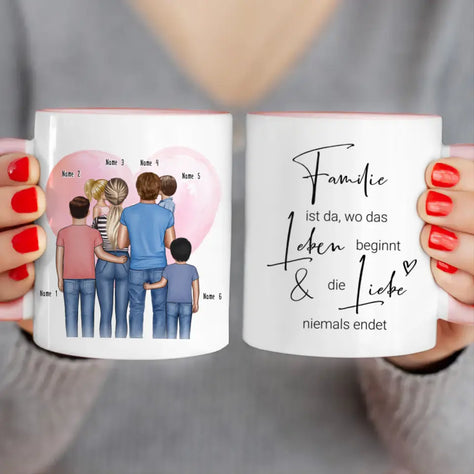 Personalisierte Tasse mit Paar (stehend) - Herz mit Händen - Pärchen Tasse