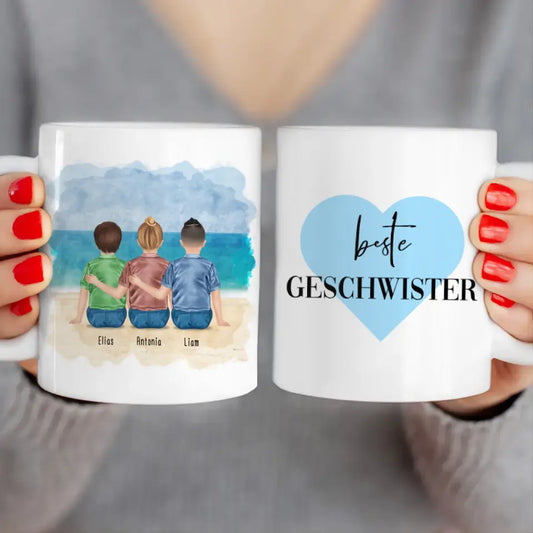 Personalisierte Tasse - Beste Geschwister (3 Kinder)