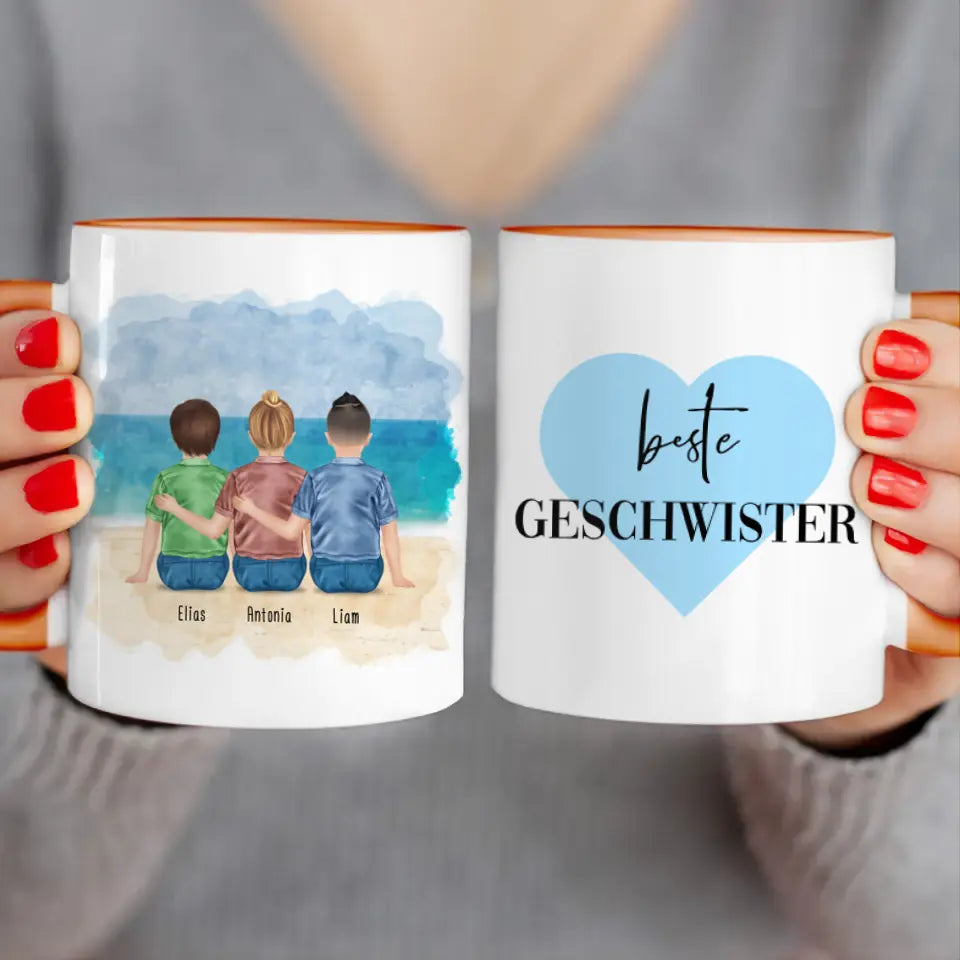 Personalisierte Tasse - Beste Geschwister (3 Kinder)