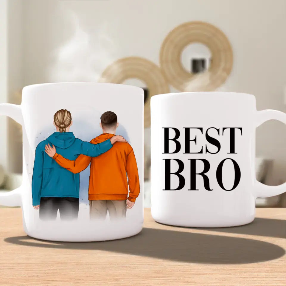 Personalisierte Tasse - 2 männliche Beste Freunde (stehend)