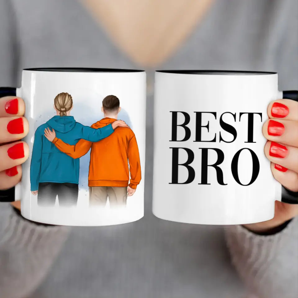 Personalisierte Tasse - 2 männliche Beste Freunde (stehend)