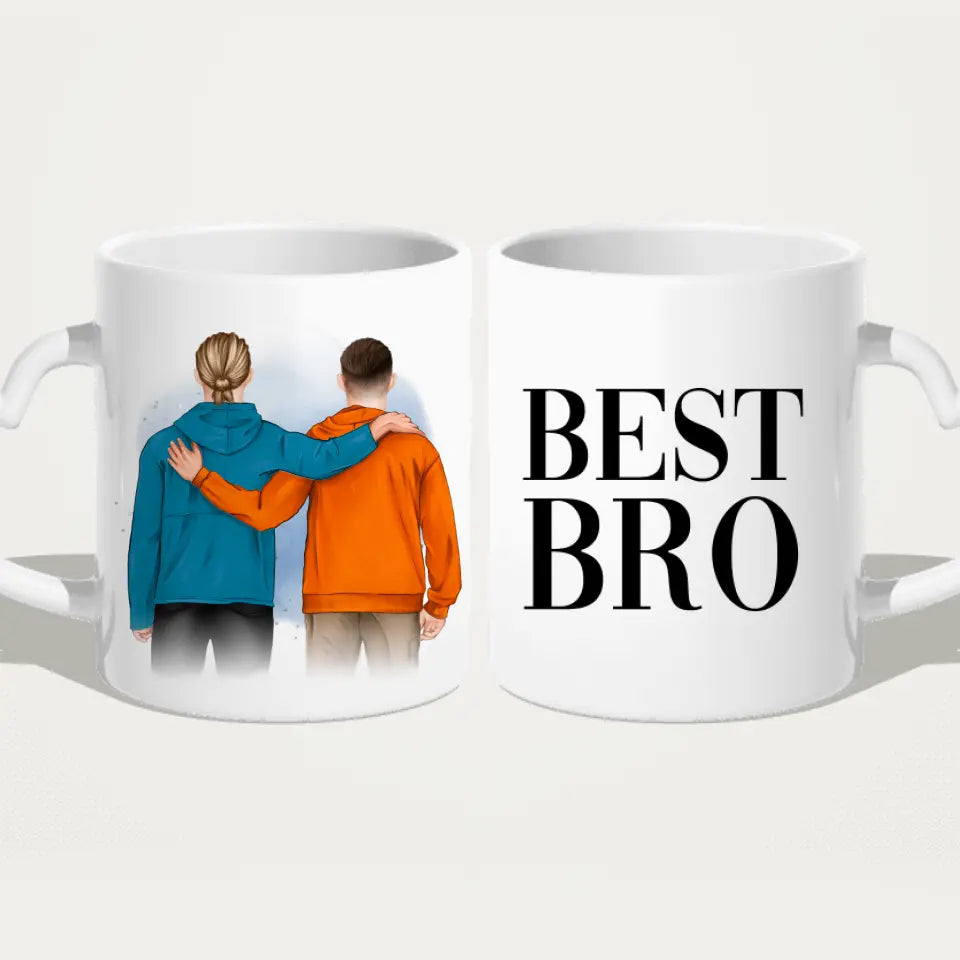 Personalisierte Tasse - 2 männliche Beste Freunde (stehend)