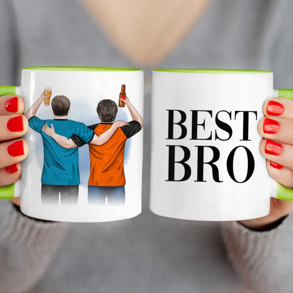 Personalisierte Tasse - 2 Männer mit Trinken (männliche Beste Freunde, Brüder, Vater + Sohn)