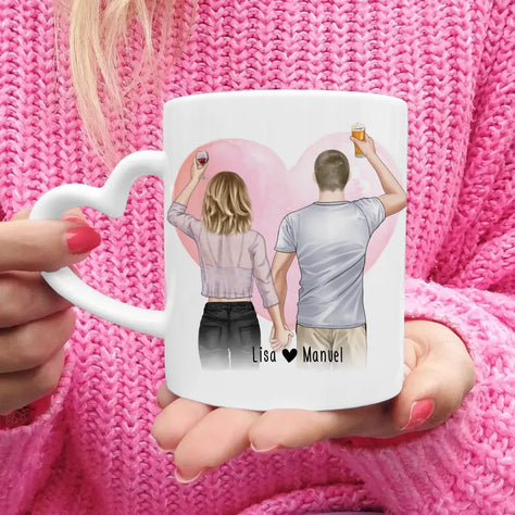 Personalisierte Tasse - Paar/Pärchen/Beste Freunde (1 Frau + 1 Mann stehend)