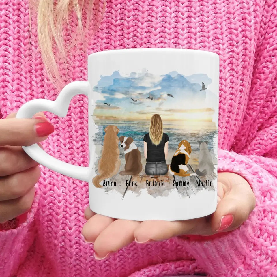 Personalisierte Tasse - 1 Frau/Mann + 1-5 Hunde/Katzen