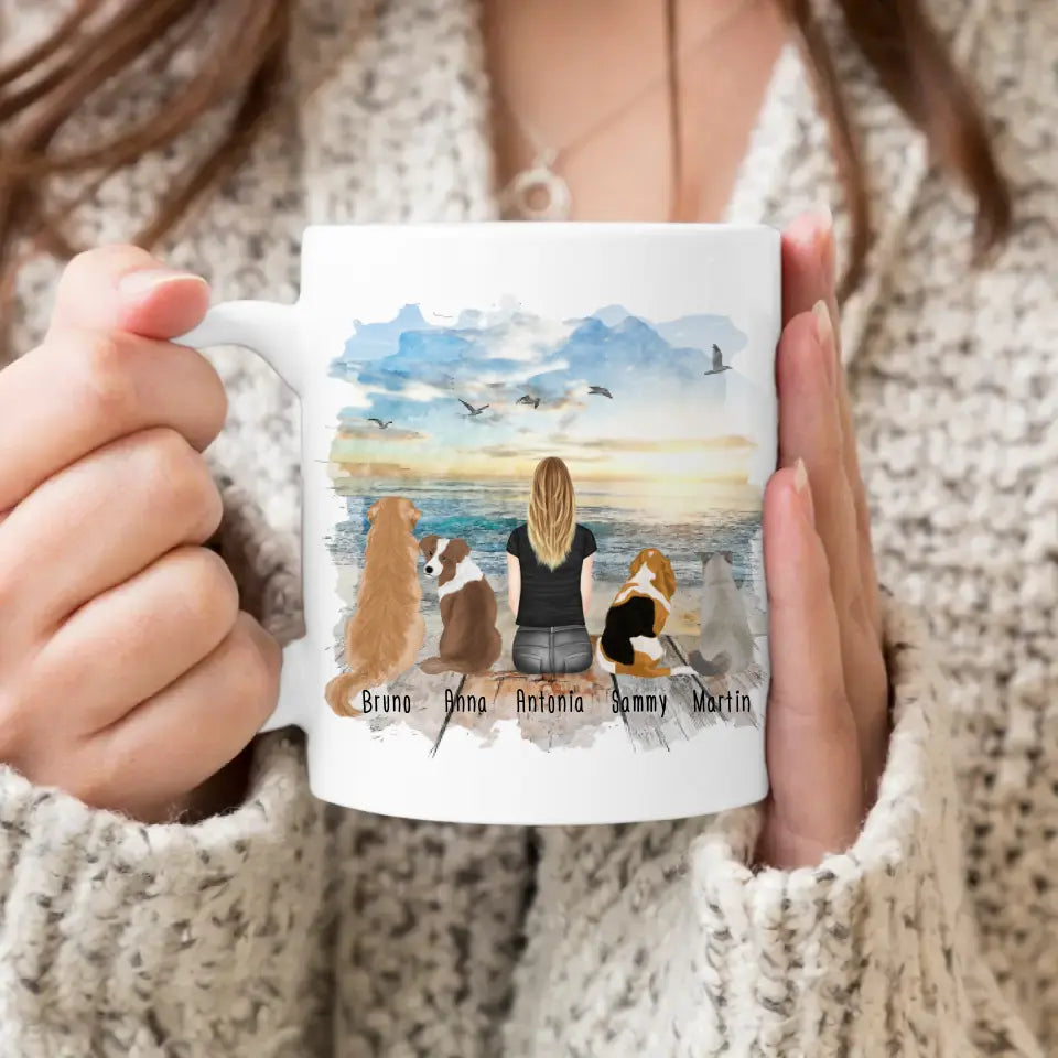 Personalisierte Tasse - 1 Frau/Mann + 1-5 Hunde/Katzen