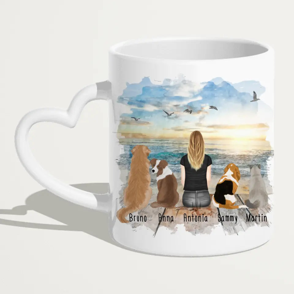 Personalisierte Tasse - 1 Frau/Mann + 1-5 Hunde/Katzen