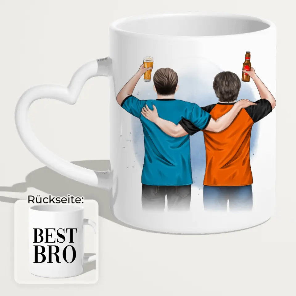 Personalisierte Tasse - 2 Männer mit Trinken (männliche Beste Freunde, Brüder, Vater + Sohn)