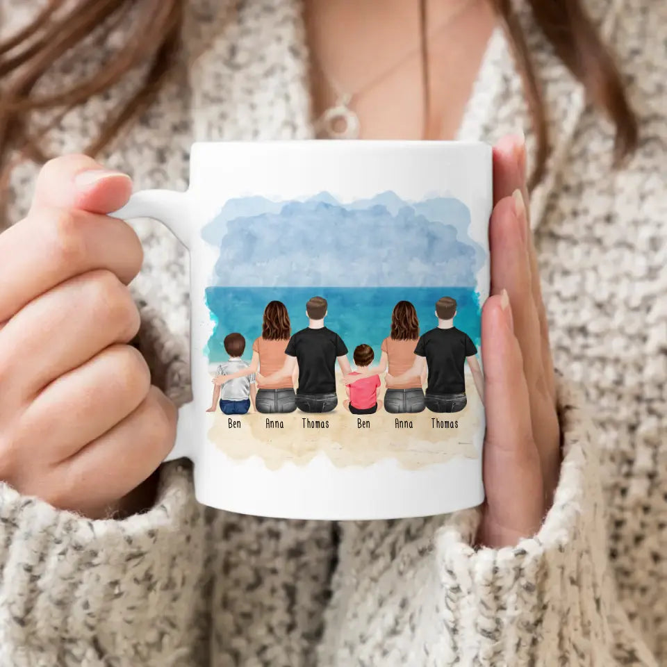 Personalisierte Tasse - 2 Familien mit 1 Kind + 1 Baby