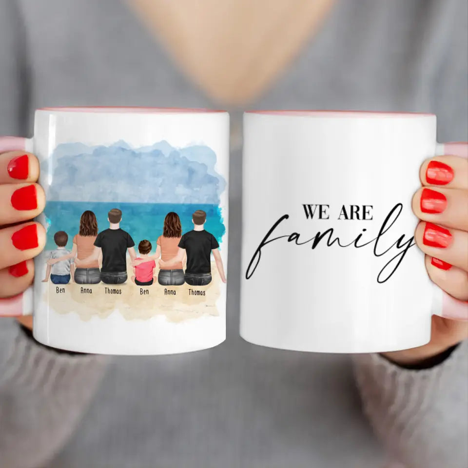 Personalisierte Tasse - 2 Familien mit 1 Kind + 1 Baby